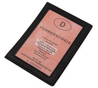 myledershop Pochette de Carte d'identité en Cuir de Veau ou Cuir de Buffle 13 Compartiments MJ-Design-Germany en différentes Couleurs (Veau Noir)