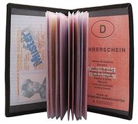 myledershop Pochette de Carte d'identité en Cuir de Veau ou Cuir de Buffle 13 Compartiments MJ-Design-Germany en différentes Couleurs (Buffle Noir)