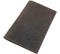 myledershop Porte-badge en cuir de buffle avec motif de cerf,de sanglier ou de poisson pour permis de conduire,carte d'identité lourde,permis de chasse,permis de pêche,etc.,Motif sanglier / vintage