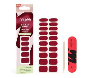 Mylee Gel Nail Wraps [As Red As It Gets] - 10 Autocollants en gel pré-durci pour une manucure instantanée. Sans lampe, sans éclats, brillants jusqu’à 14 jours, Facile à appliquer