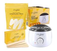 Mylee Kit cire pro avec chauffe-cire électrique, 500 g perles dure, spatules - épilation sans bandes pour visage, jambes, bikini, corps, zones sensibles, brésilien (500g, Noix de coco et arnica)