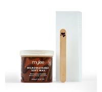 Mylee Kit de cire molle microondable 450g - Épilation visage et corps, végane, rinçable à l’eau, sans résidus - Chauffage rapide, spatule thermosensible et 12 bandes incluses - Qualité professionnelle