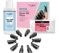 MYLEE Kit Dissolvant Pour Vernis à Ongles Gel Acétone pur 300 ml 100 Lingettes Non Pelucheuses 10 pinces à ongles Tampons de