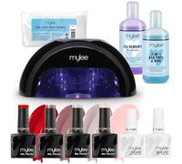 Mylee Kit Professionnel de Vernis Gel Semi-Permanent, 4 Couleurs | Top Coat et Base Coat, Lampe LED Convexe PRO, Solution Prep & Wipe, Dissolvant Gel Remover, 100 Lingettes Non Pelucheuses