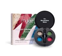 Mylee Palette de poudre chromée pressée pour ongles [Camden] 4 teintes chromées (bleu électrique, or, rose magenta, vert émeraude), Application facile, fini brillant miroir, applicateur double embout