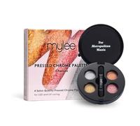 Mylee Palette de poudre chromée pressée pour ongles [Chelsea] - 4 teintes chromées (or, bronze, or rose, argent) - Application facile, fini brillant miroir, applicateur double embout inclus