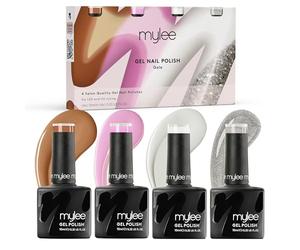 Mylee Set de Vernis à Ongles Semipermanent 4x10ml [Gele] UV/LED Nail Art Manucure et Pédicure, Usage Professionnel et Domestique [Unveiled Collection] - Durable et Facile à Appliquer