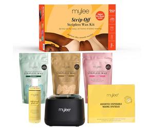 Mylee Strip Off Wax Kit d'épilation professionnel avec chauffe-cire numérique et perles de cire pour le visage, le corps, le bikini et plus encore, essentiels pour des résultats de qualité salon