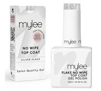 Mylee Vernis Gel Top Coat Sans Essuyage avec Feuilles d’Argent, 15 ml | UV/LED, Nail Art, Manucure et Pédicure, Usage Professionnel et Domestique, Longue Tenue, Facile à Appliquer