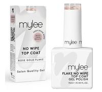 Mylee Vernis Gel Top Coat Sans Essuyage avec Feuilles Or Rose, 15 ml | UV/LED, Nail Art, Manucure et Pédicure, Usage Professionnel et Domestique, Longue Tenue, Facile à Appliquer