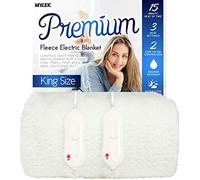 MYLEK Couverture électrique en polaire pour lit king size - Housse de matelas chauffante à double contrôle - Jupe élastique - Dimensions : 190 x 152 x 40 cm - Protection contre la surchauffe - Lavable
