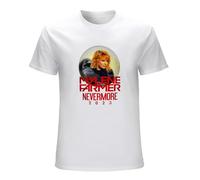Mylene Farmer Nevermore Tour Essential Singer Actress Men's Cotton T-Shirt White Shirt Top Tee L