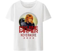 Mylene-Farmer Nevermore Tour T Shirt French Singer Actress Summer Tee Tops Casual for Fans for Men White XL