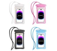 MYLERCT 4 Pièces Protection Telephone Eau, IPX8 Pochette Etanche Telephone, Airbag Pochette Waterproof Téléphone, avec des Clips et Longes étanches, Adaptés Aux Téléphones Mobiles Jusqu'à 7.2 Pouces