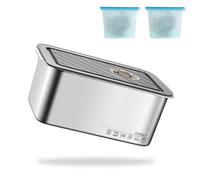 MYLERCT Bac Inox Alimentaire avec Couvercle, 5900 ml Plat Inox, Acier Inoxydable 316 Bac Gastro, avec 2 Sacs de Congélation Réutilisables, Convient pour le Réfrigérateur, le Micro-Ondes, le Four