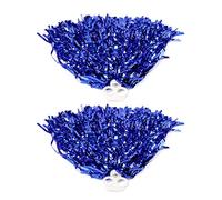 MYLERCT Cheerleading Pom Poms, 2pcs Pompons en Feuille métallique Bleu, Pompons de Cheerleader avec Boucle à Anneau pour la Danse, Cheerleading, Sports Party