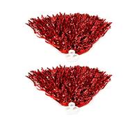 MYLERCT Cheerleading Pom Poms, 2pcs Pompons en Feuille Métallique Rouge, Pompons de Cheerleader avec Boucle à Anneau pour la Danse, Cheerleading, Sports Party