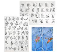 MYLERCT Stabilisateur Broderie Fleur, 2 Pièces Papier à Broder Hydrosoluble, Lettres Fleuries Papier Collant Hydrosoluble, PVA, pour la Pratique de la Couture pour Débutants