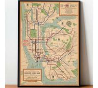 MYLHMPPJH Peinture sur toile vintage avec cartes de métro de New York - Affiche et impressions - Décoration murale pour salon - 50 x 70 cm - Sans cadre