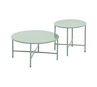 MYLIA NIKAO Table basse de jardin - Lot de 2 - Métal Kaki