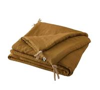 Mylittlebed Edredon Couvre lit 90x200cm L’Effet Papillon - Chemin de lit 100% Lin Lavé 160gr/m² & 100% Polyester [ Dessus de Lits et Couvre-Lits ] (Caramel)