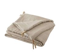 Mylittlebed Edredon Couvre lit 90x200cm L’Effet Papillon - Chemin de lit 100% Lin Lavé 160gr/m² & 100% Polyester [ Dessus de Lits et Couvre-Lits ] (Beige Sable)