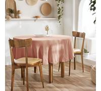Mylittlebed Nappe Gaze de Coton GAÏA L’Effet Papillon - Nappe Ronde 180cm, Effet Naturel & Épuré [ Nappe Table Ronde ] (Rose Pêche)