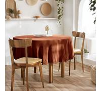 Mylittlebed Nappe Gaze de Coton GAÏA L’Effet Papillon - Nappe Ronde 180cm, Effet Naturel & Épuré [ Nappe Table Ronde ] (Terracotta)