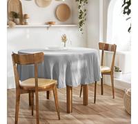 Mylittlebed Nappe Gaze de Coton GAÏA L’Effet Papillon - Nappe Ronde 180cm, Effet Naturel & Épuré [ Nappe Table Ronde ] (Gris Nuage)