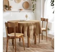 Mylittlebed Nappe Gaze de Coton GAÏA L’Effet Papillon - Nappe Ronde 180cm, Effet Naturel & Épuré [ Nappe Table Ronde ] (Camel)