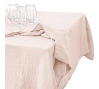 Mylittlebed Nappe Gaze de Coton L’Effet Papillon - Nappe rectangulaire 100% Gaze de Coton 125 GR/m² [ Nappe sans Repassage ] (Rose Guimauve, 150 x 350 cm)