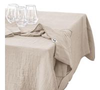 Mylittlebed Nappe Gaze de Coton L’Effet Papillon - Nappe rectangulaire 100% Gaze de Coton 125 GR/m² [ Sans Repassage ] (Beige Pampa, 150 x 250 cm)
