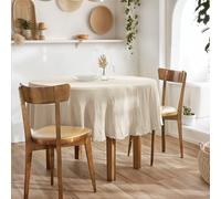 Mylittlebed Nappe Ronde 180cm Gaze de Coton GAÏA L’Effet Papillon - Effet Naturel & Épuré [ Nappe Table Ronde ] (Pampa)