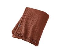 Mylittlebed Plaid Gaze de Coton Collection Gaïa L’Effet Papillon - Dessus de lit à Franges pour Chambre & Salon [ Edredon Couvre lit ] (Terracotta, 130 x 160 CM)