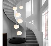 MyLjp Lustre Minimaliste Moderne Lumière Pendentive De Cailloux Blancs Lampes Suspendues Pour Escalier Villa Réglable En Hauteur Utilisé Pour Salons Villas Escaliers Bâtiments Duplex(Six heads)