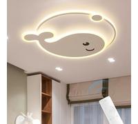 MyLjp Plafonnier LED De Dessin Animé Moderne À Gradation Par Induction Plafonnier Rond En Forme De Baleine Avec Télécommande Pour Chambre À Coucher Salon Chambre D'enfant Couloir Blanc(45cm)