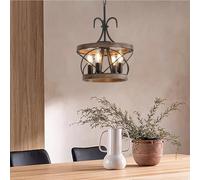 MyLjp Suspension Rétro E14 Lampe Suspendue Pour Table À Manger Lampe Industrielle Bois 5 Lumières Lampe Rétro Pour Salle Manger Poutre En Bois Suspension Vintage Pour Salon Restaurant Cuisine Bar