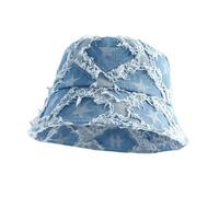 MYLLJBD Chapeau Femme Hiver Chapeau Seau À Bords Effilochés pour Femmes Et Hommes, Chapeau De Soleil À Bords en Fourrure, Chapeau De Cowboy, Chapeau De Pêcheur-Bleu Clair