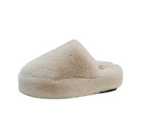 MYLLJBD Pantoufle Femme Mules À Fourrure Fausse pour Femmes avec Doublure Fausse, Douce Et Chaude-Blanc Cassé-38