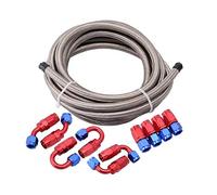 MYLPDZSW Xingyue Aile AN6 Double en Acier Inoxydable Tressé Huile Carburant Tuyau 5meter + AN6 et Rouge Bleu Raccords Tuyau Adaptateur Huile End Adaptateur Carburant