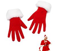 Myluatye Gants Père Noël,1 Paire Gants de Noël,Gant Velours Rouge,gloves de Noel Rouge en Peluche,Women's Short Santa Gloves,Accessoires pour Noel,Soirées à Thème et Jeux de Rôle