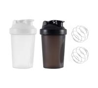 Myluatye Shaker Protéiné 400ml,Protein Shaker,2 PCS Bouteille Shaker Protéines,sans BPA,avec Boules de Fouet en Métal,Pour Fitness,Sport,Gym (Noir,Blanc)
