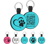 MYLUCKYTAG Étiquettes d'identification silencieuses en silicone avec code QR pour animal domestique - Profil en ligne - Scannez le QR pour un e-mail d'alerte de localisation instantanée