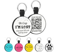 MYLUCKYTAG Médaille d'identification en silicone avec code QR pour chien et chat - Profil d'animal de compagnie en ligne, e-mail d'alerte de localisation de l'animal - Médaille durable pour chien