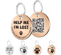 MYLUCKYTAG Médaille pour chat en acier inoxydable avec code QR - Profil en ligne - Scannez QR Recevez instantanément un e-mail d'alerte de localisation de votre animal de compagnie