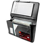 Mymazn Livre de serveur avec fermeture éclair et poche magnétique, joli livret de serveuse, livre de service compatible avec tablier de serveur avec poche à haut volume, noir