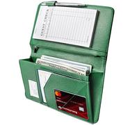 Mymazn Livre de serveur avec fermeture éclair et poche magnétique, joli livret de serveuse, livre de service compatible avec tablier de serveur avec poche à haut volume, vert