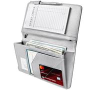 Mymazn Livre de serveur avec fermeture éclair et poche magnétique, joli livret de serveuse, livre de service compatible avec tablier de serveur avec poche à haut volume, gris