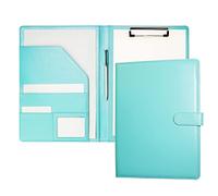Mymazn Porte-Documents A4 en PU Cuir - Rangeur de Documents, Bloc-Notes, Trieur Organisateur (Planchette, Porte-Formulaires, Turquoise Pâle)