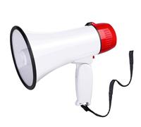 MyMealivos Mégaphone Portable Bullhorn 20 W Puissance Mégaphone Haut-Parleur Voix et Sirène/Alarme avec contrôle du Volume et Sangle (Blanc et Rouge)